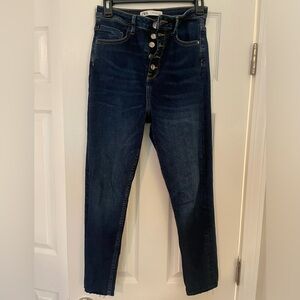 Zara high waisted button up raw hem jeans